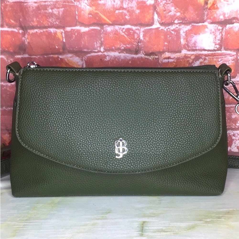 Vintage MCM Julia Buxton Avocado Green Faux Pebbled Leather Crossbody Bag